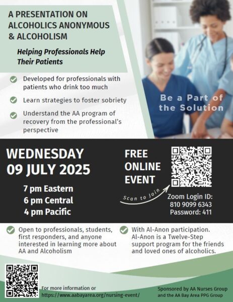Alcoholics Anonymous Professionals Event July 9th 2025